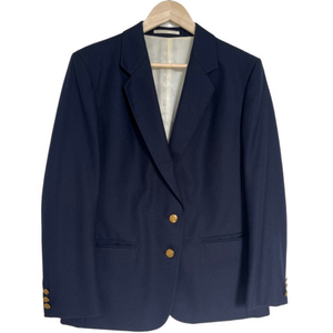 100% Pure Wool Vintage Aquascutum of London Navy Blue Blazer with Gold Buttons